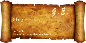 Ging Erik névjegykártya
